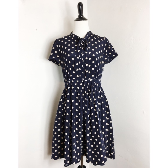 J. Crew Dresses & Skirts - Jcrew Polka dot neck tie dress in silk